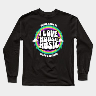 HOUSE MUSIC  - I Love Rainbow Circle (White/ Long Sleeve T-Shirt